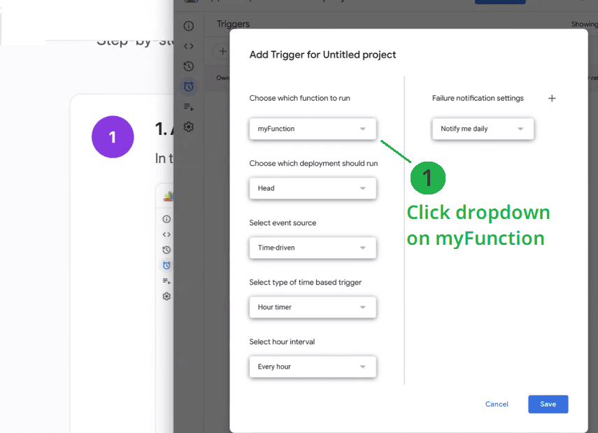 Select function dropdown
