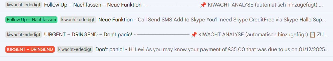 Email Example - KiWacht in Action